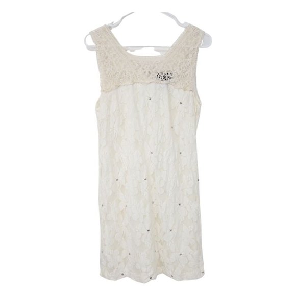 Signature by Robbie Bee Lace Mini Dress Off White Size 6 Sleeveless Back Zipper - Picture 1 of 4